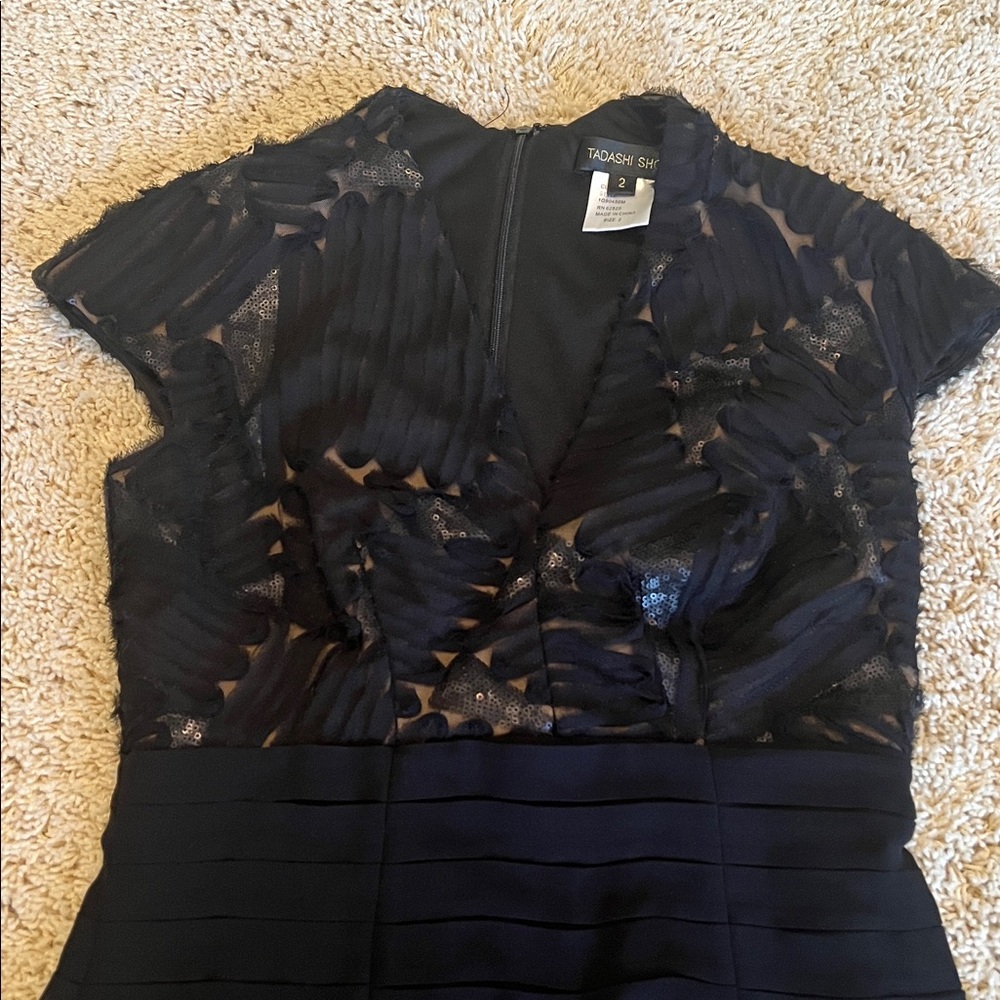 Elegant Black Sequin Dress - Size 2